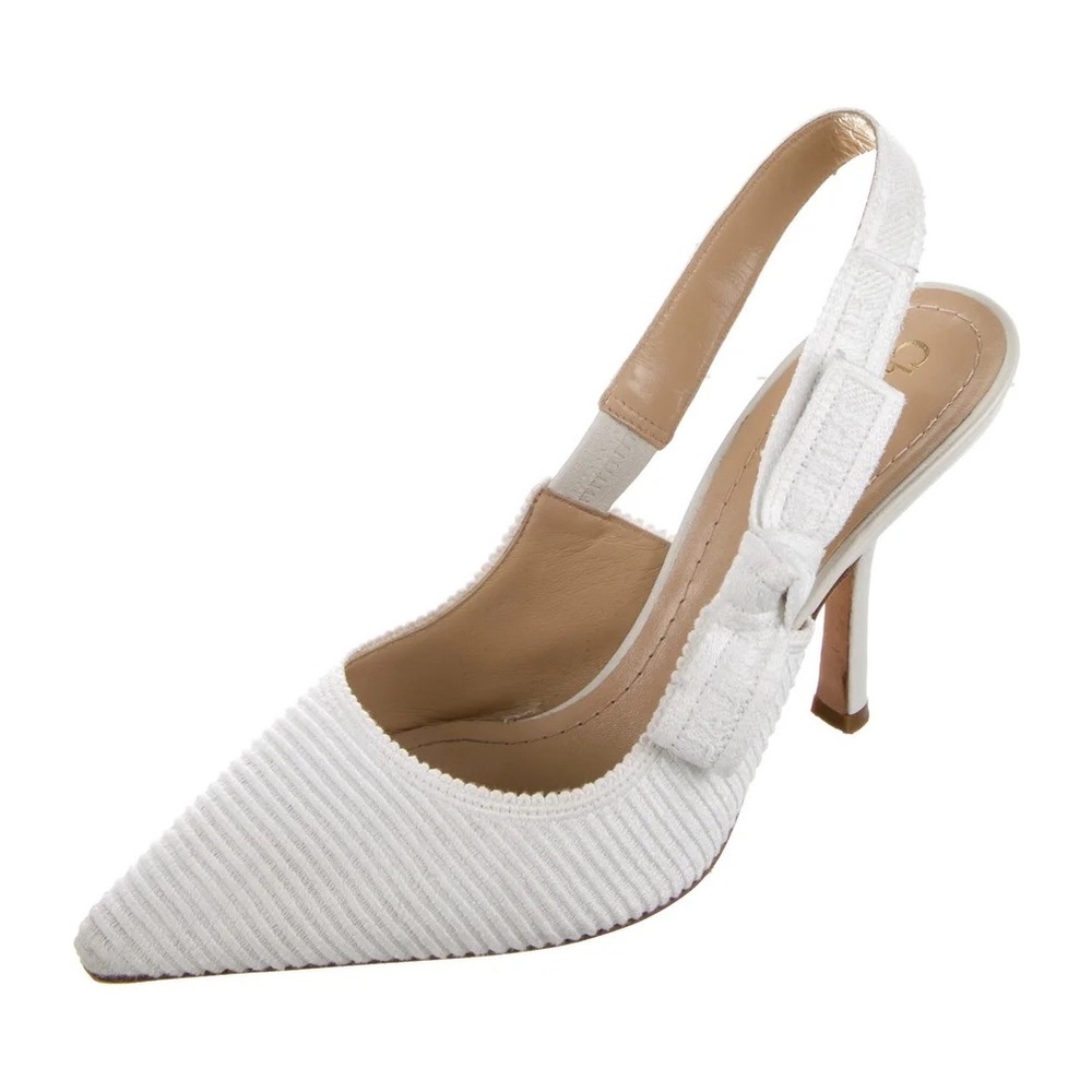 DIOR White quilted pointed toe heels
